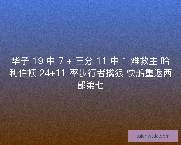 华子 19 中 7 + 三分 11 中 1 难救主 哈利伯顿 24+11 率步行者擒狼 快船重返西部第七
