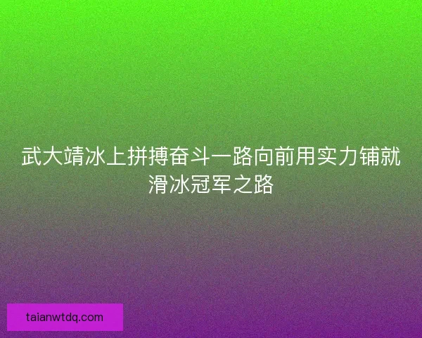 武大靖冰上拼搏奋斗一路向前用实力铺就滑冰冠军之路