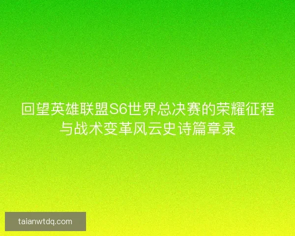 回望英雄联盟S6世界总决赛的荣耀征程与战术变革风云史诗篇章录